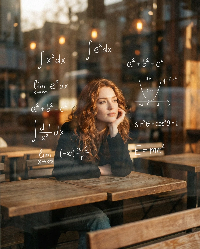 Pensive Mathematician in Café