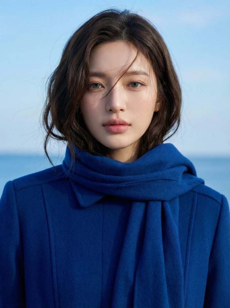 Nano Banana model generation of Calm Royal Blue Portrait