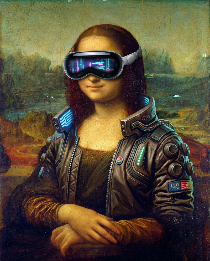 Cyberpunk Mona Lisa Glitch, created using a Nano Banana Prompt