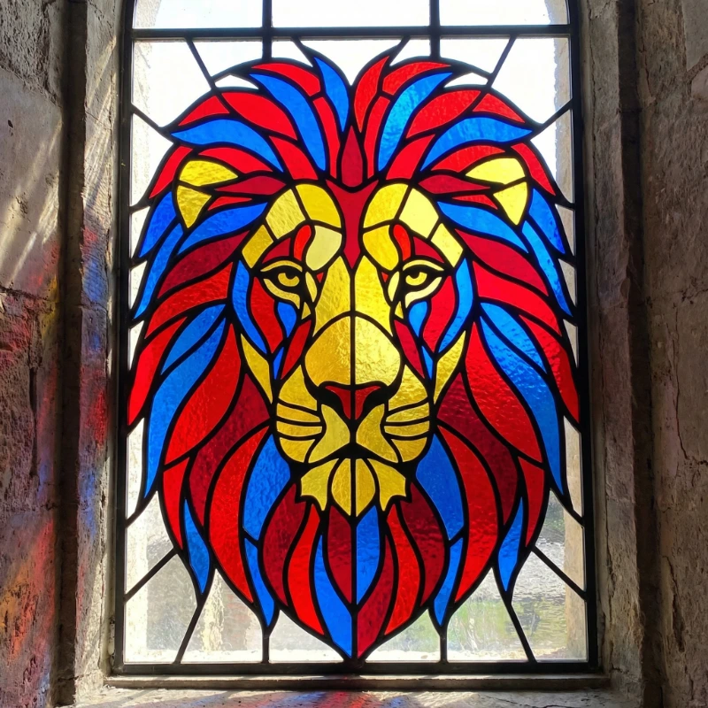 Stained Glass Lion Pop, created using a Nano Banana Prompt