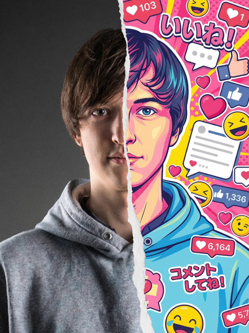 Nano Banana model generation of Split Public-Private Portrait