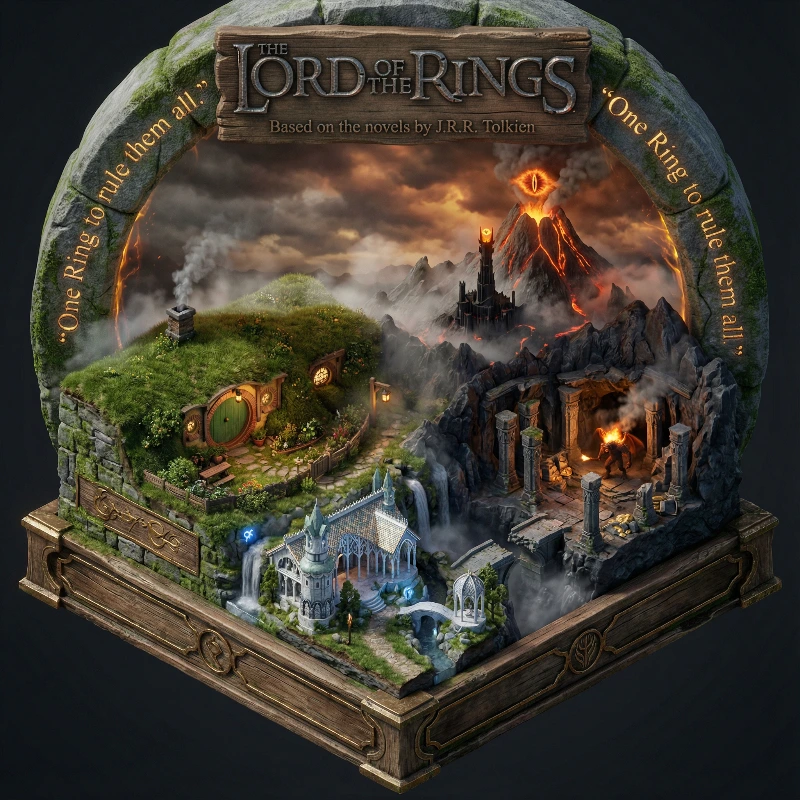 LOTR Miniature Diorama, created using a Nano Banana Prompt