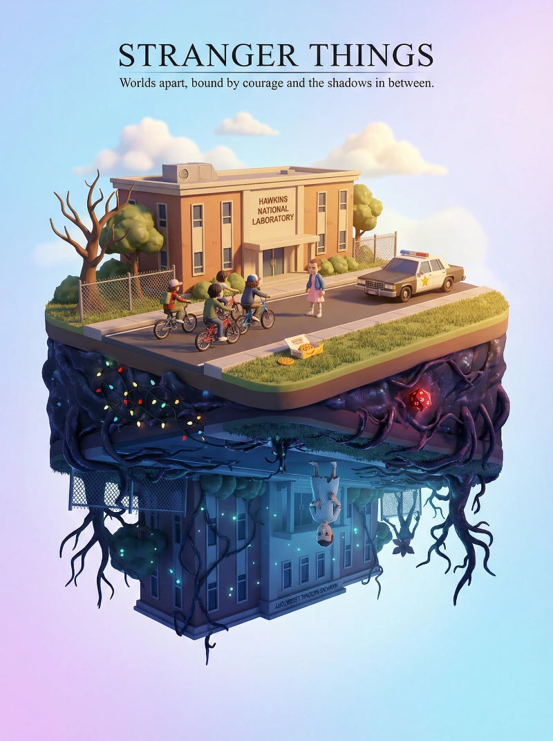 Nano Banana model generation of Stranger Things: Reversed Realms