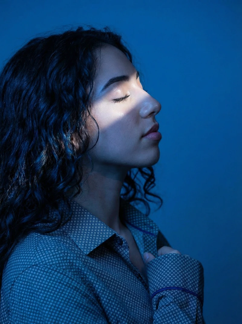 Ethereal Blue Profile Portrait, created using a Nano Banana Prompt