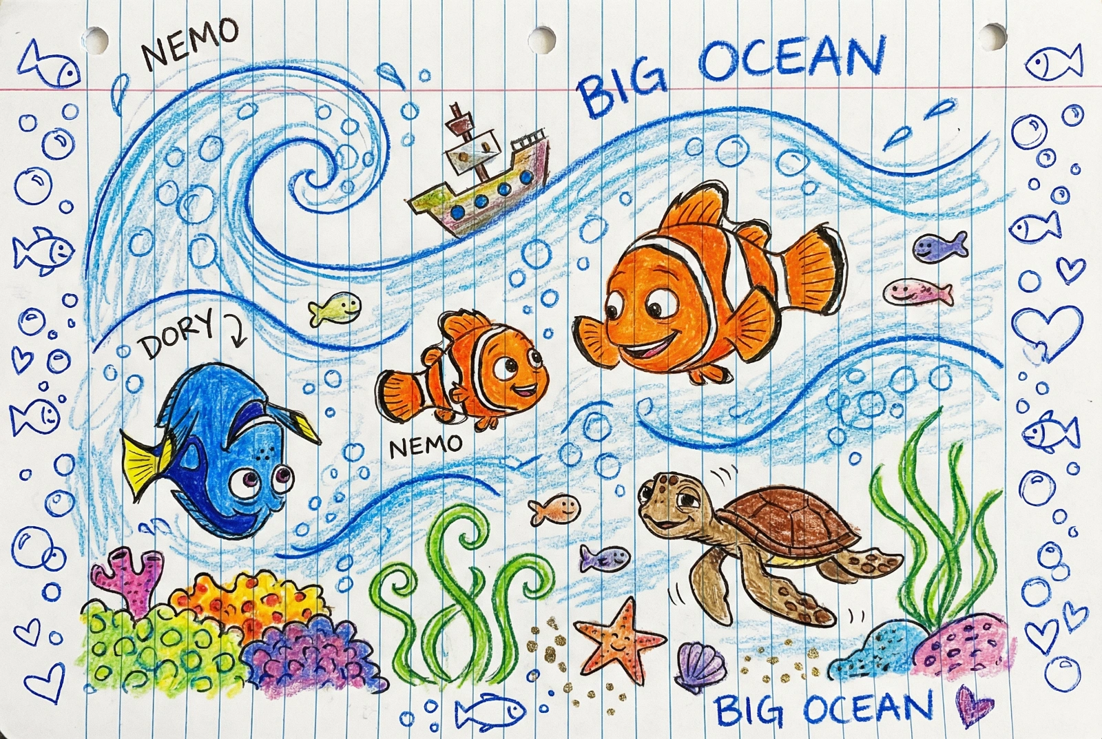 Kid's Cheerful Nemo Sketch
