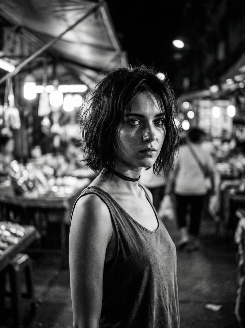 Nano Banana model generation of Gritty Noir Portrait