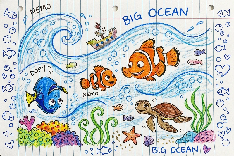 Kid's Cheerful Nemo Sketch