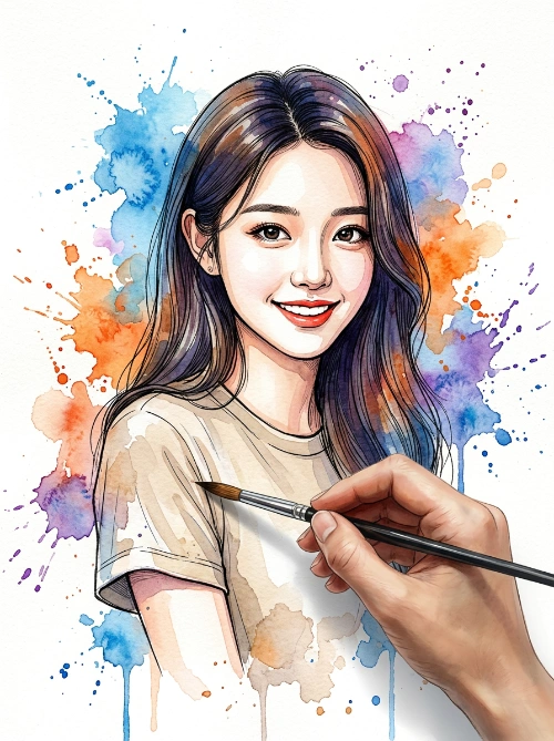 Dynamic Watercolor Portrait