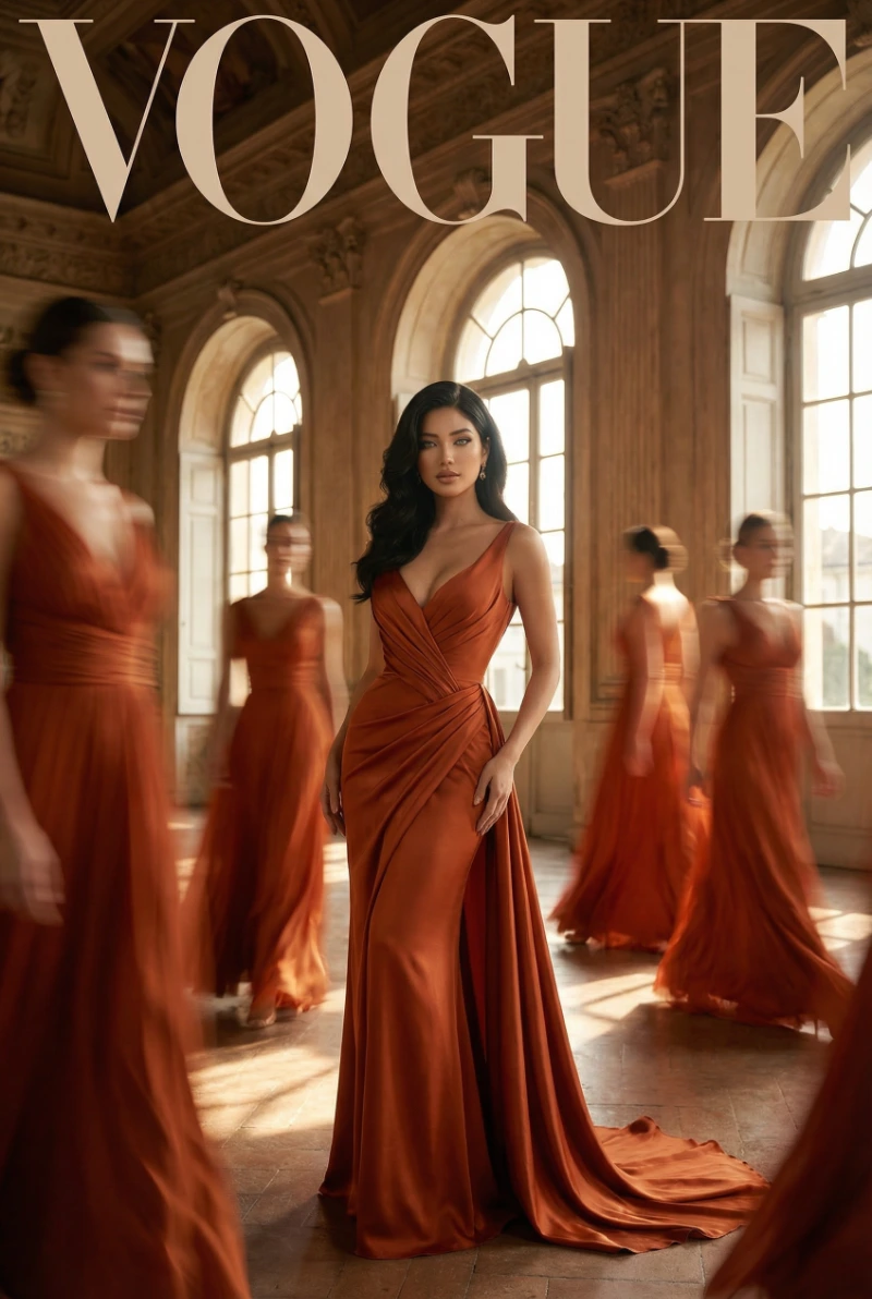 Vogue Burnt Orange Editorial, created using a Nano Banana Prompt