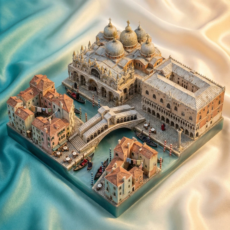 Nano Banana model generation of Isometric Venice Miniature