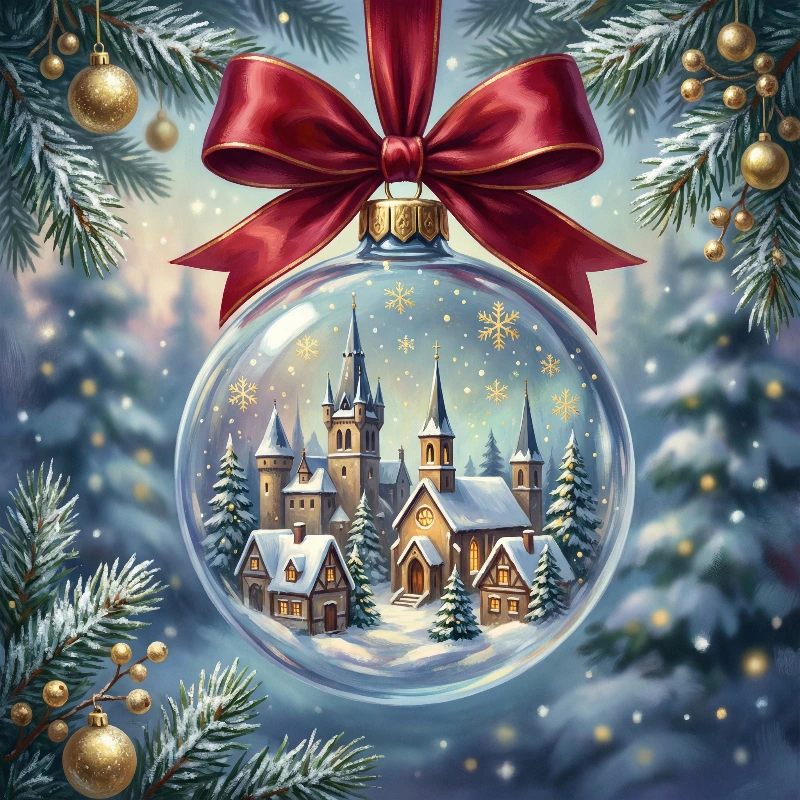 Medieval Snow Globe Magic, created using a Nano Banana Prompt