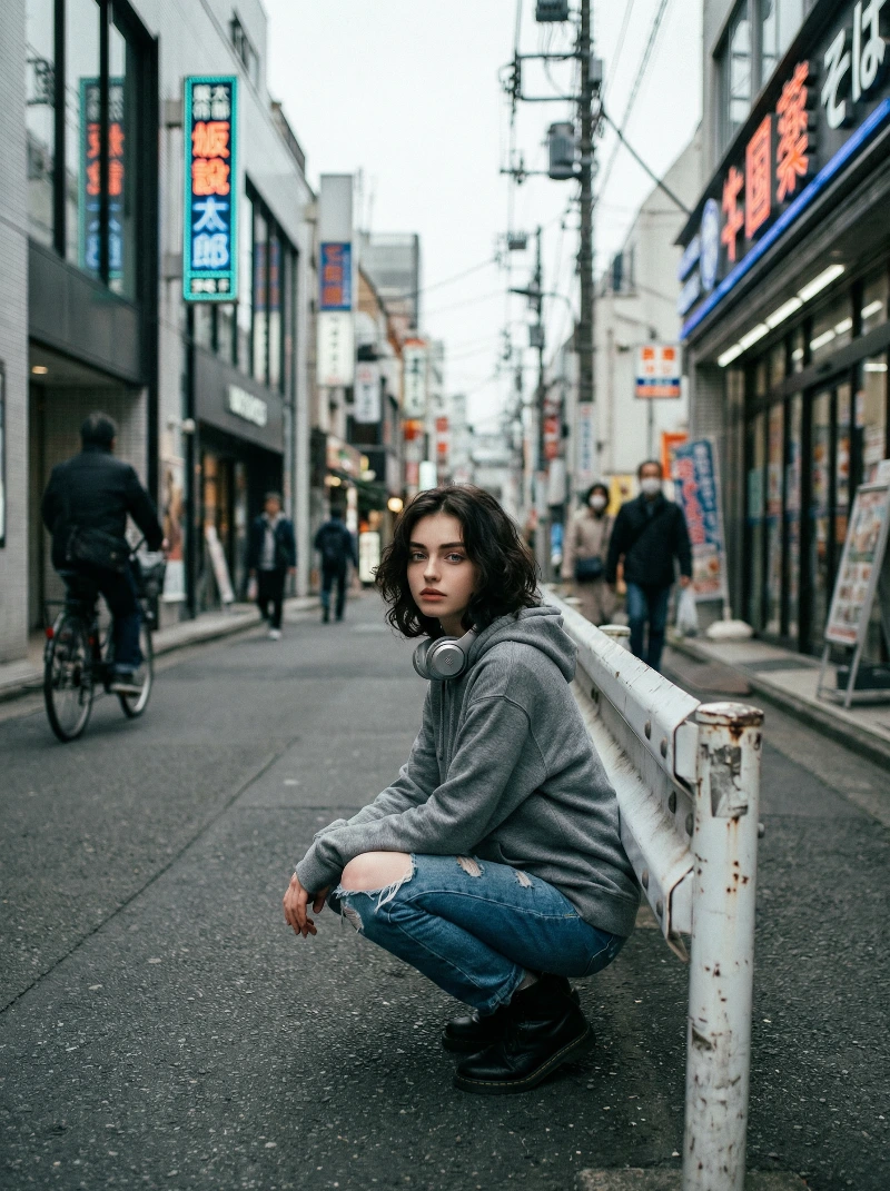 Cinematic Japan Street Portrait, created using a Nano Banana Prompt