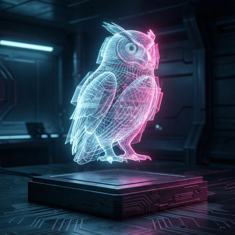 Futuristic Holographic Owl