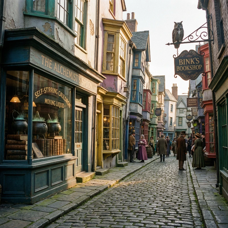 Nano Banana model generation of Whimsical Victorian Alley