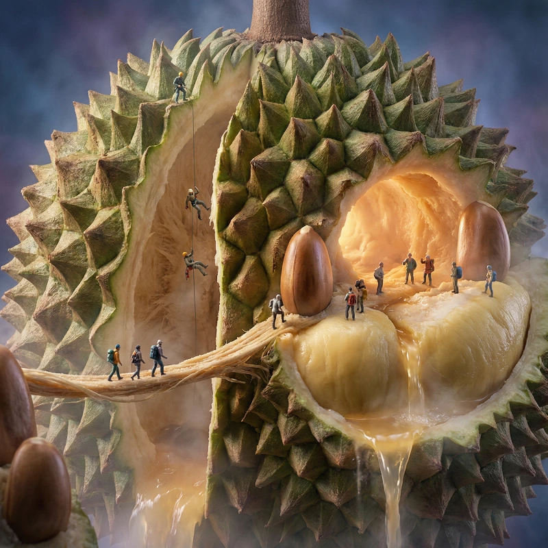 Giant Durian Expedition, created using a Nano Banana Prompt