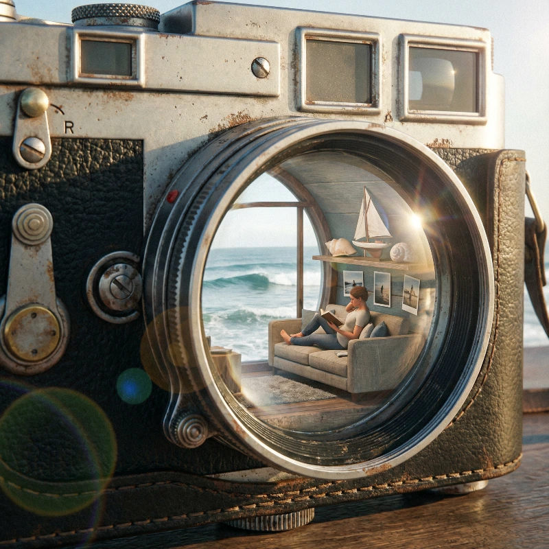 Nano Banana model generation of Film Camera Coastal Nook