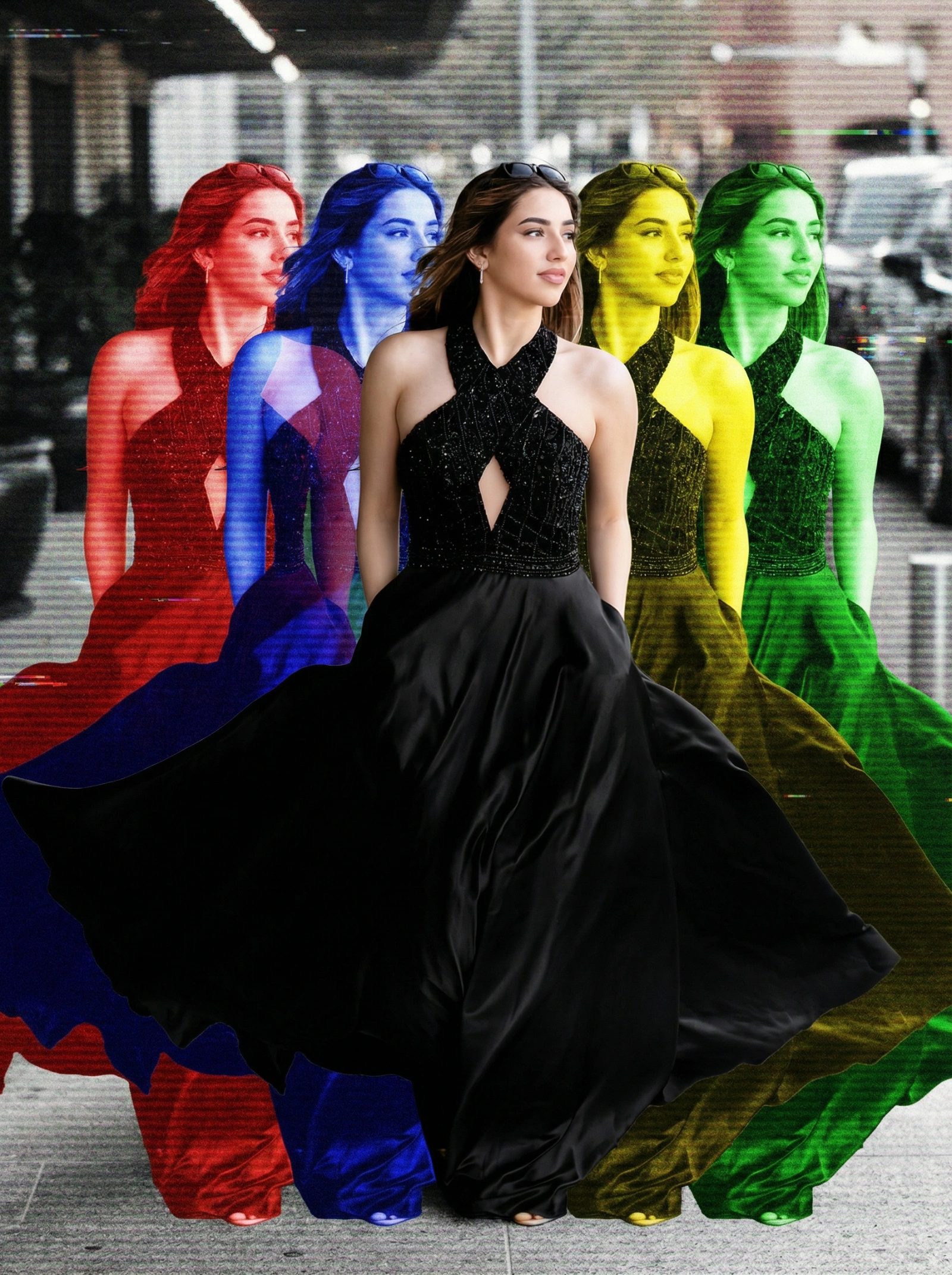 Gritty Colored Duplicate Portrait