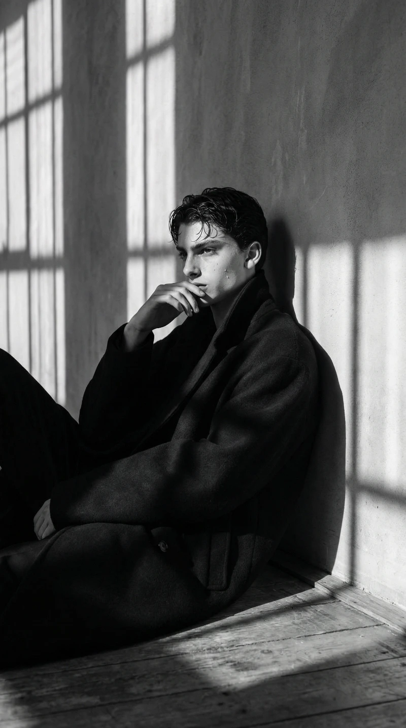 Dramatic BW Introspective Portrait, created using a Nano Banana Prompt