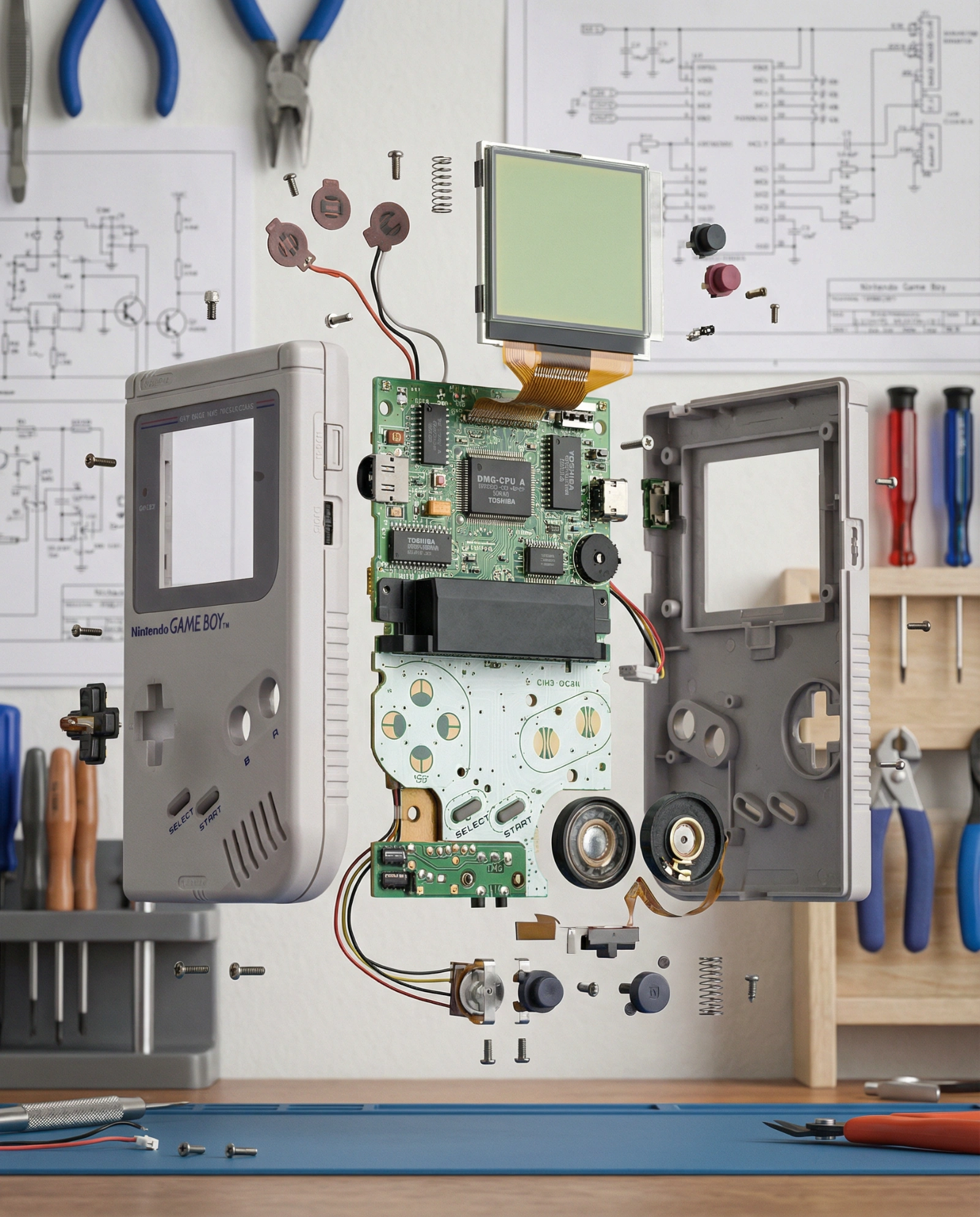 Exploded Game Boy Tech View