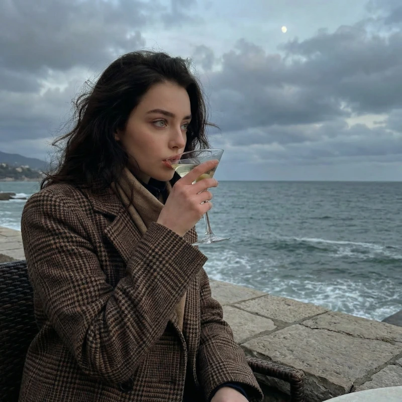 Nano Banana model generation of Melancholic Martini Terrace