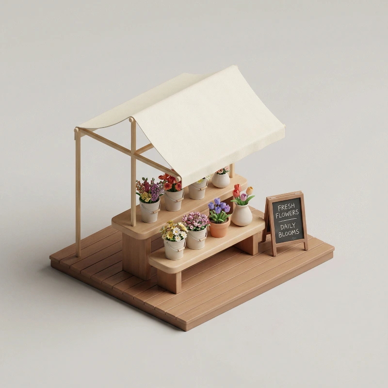 Minimalist Flower Stall Diorama