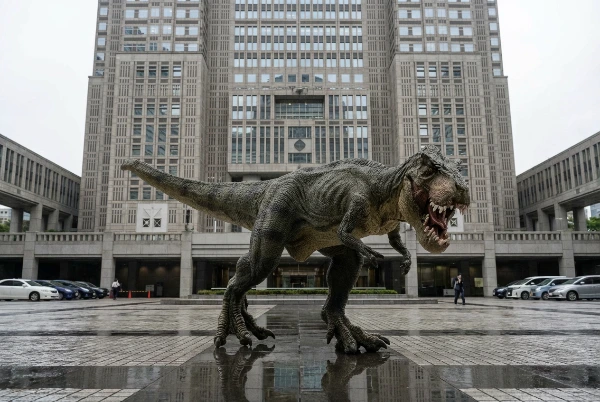 Nano Banana model generation of Dino in Tokyo Met