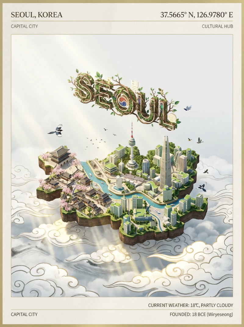 Nano Banana model generation of Seoul Cloud Island Art
