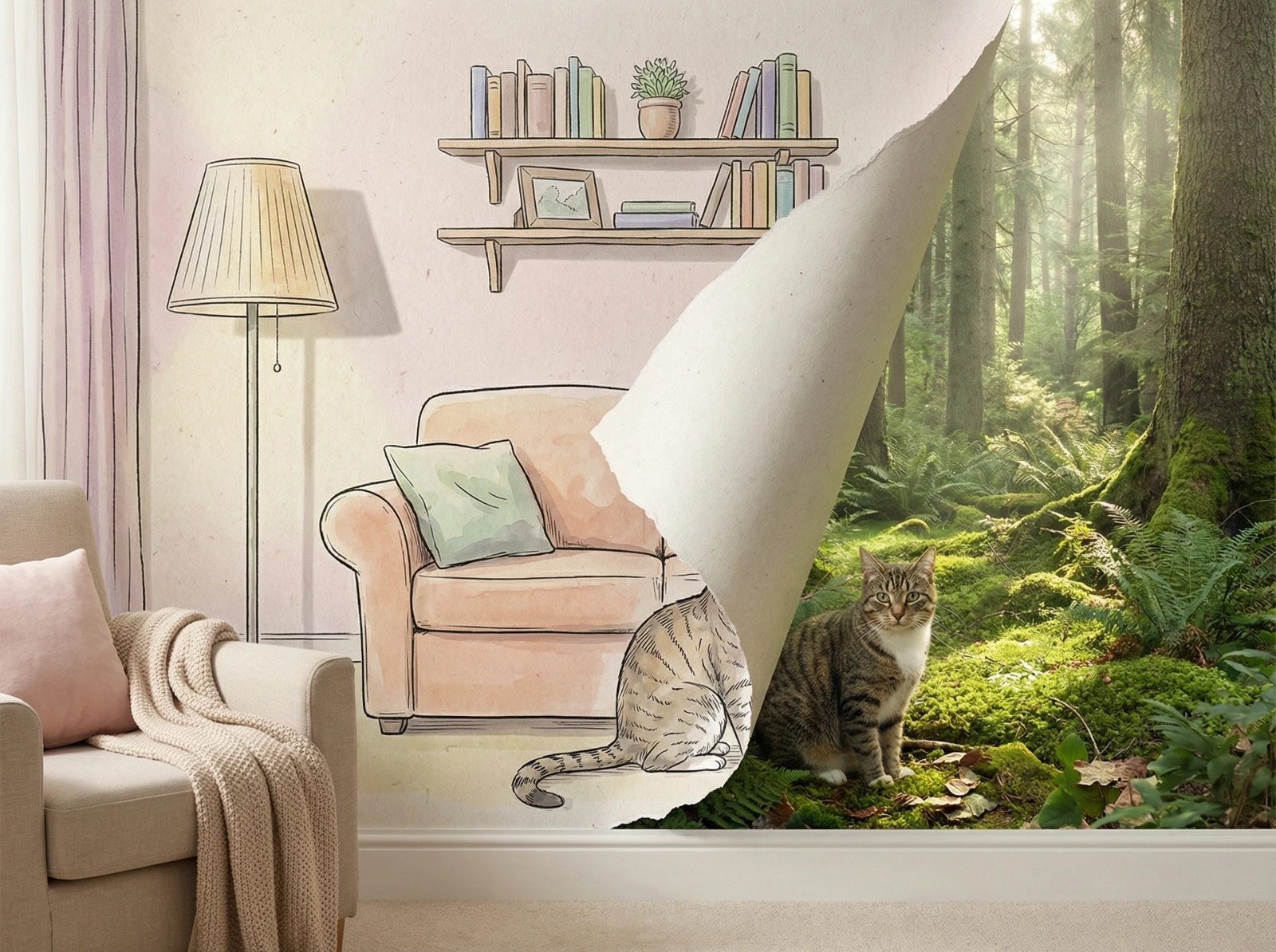 Mixed-Dim Paper Forest Scene