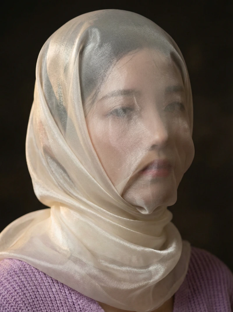 Nano Banana model generation of Sheer Silk Portrait