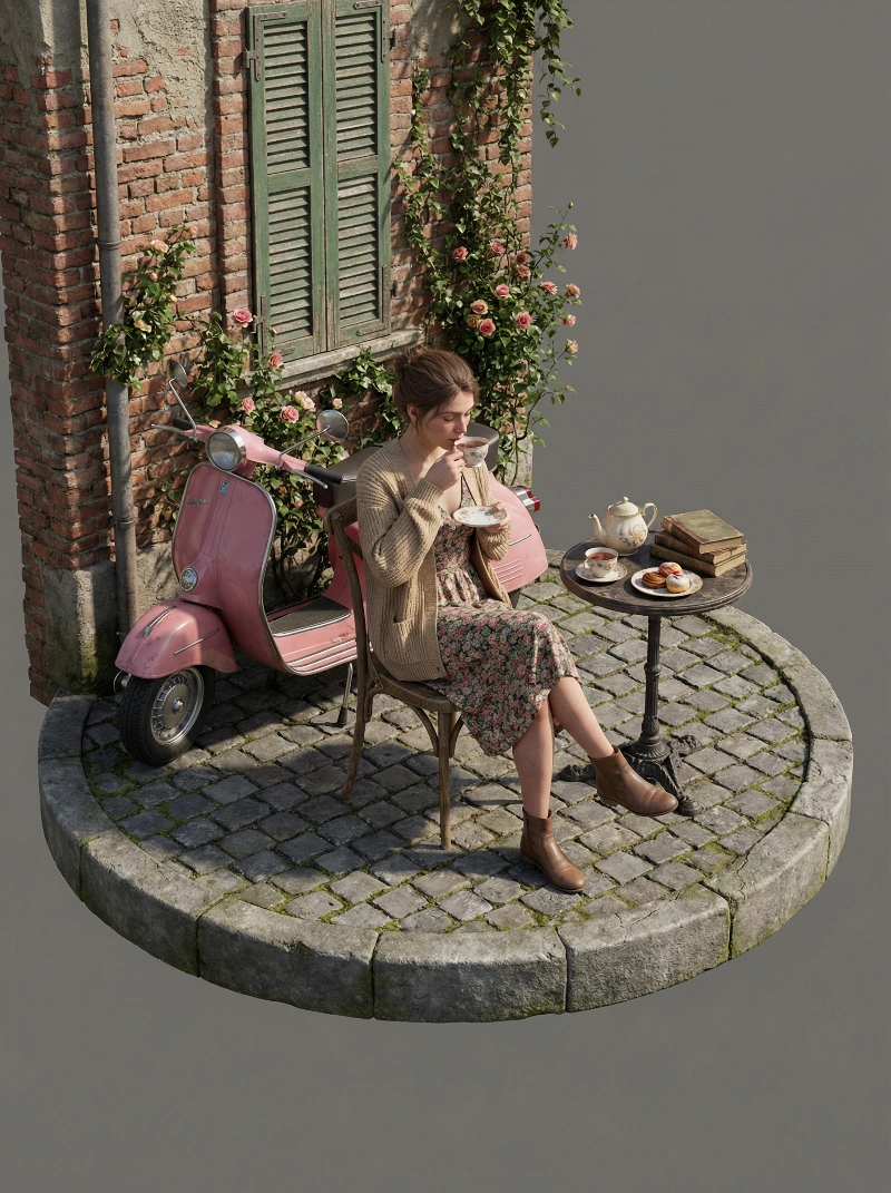 Nano Banana model generation of Hyper-Realistic Café Corner