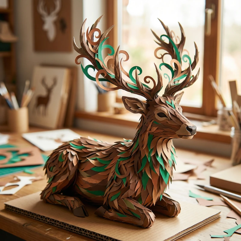 Nano Banana model generation of 3D Majestic Stag Papercraft