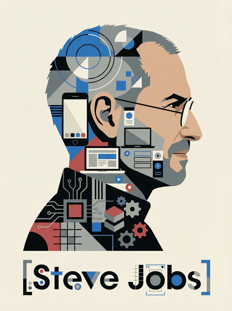 Nano Banana model generation of Bauhaus Steve Jobs Geometric Profile