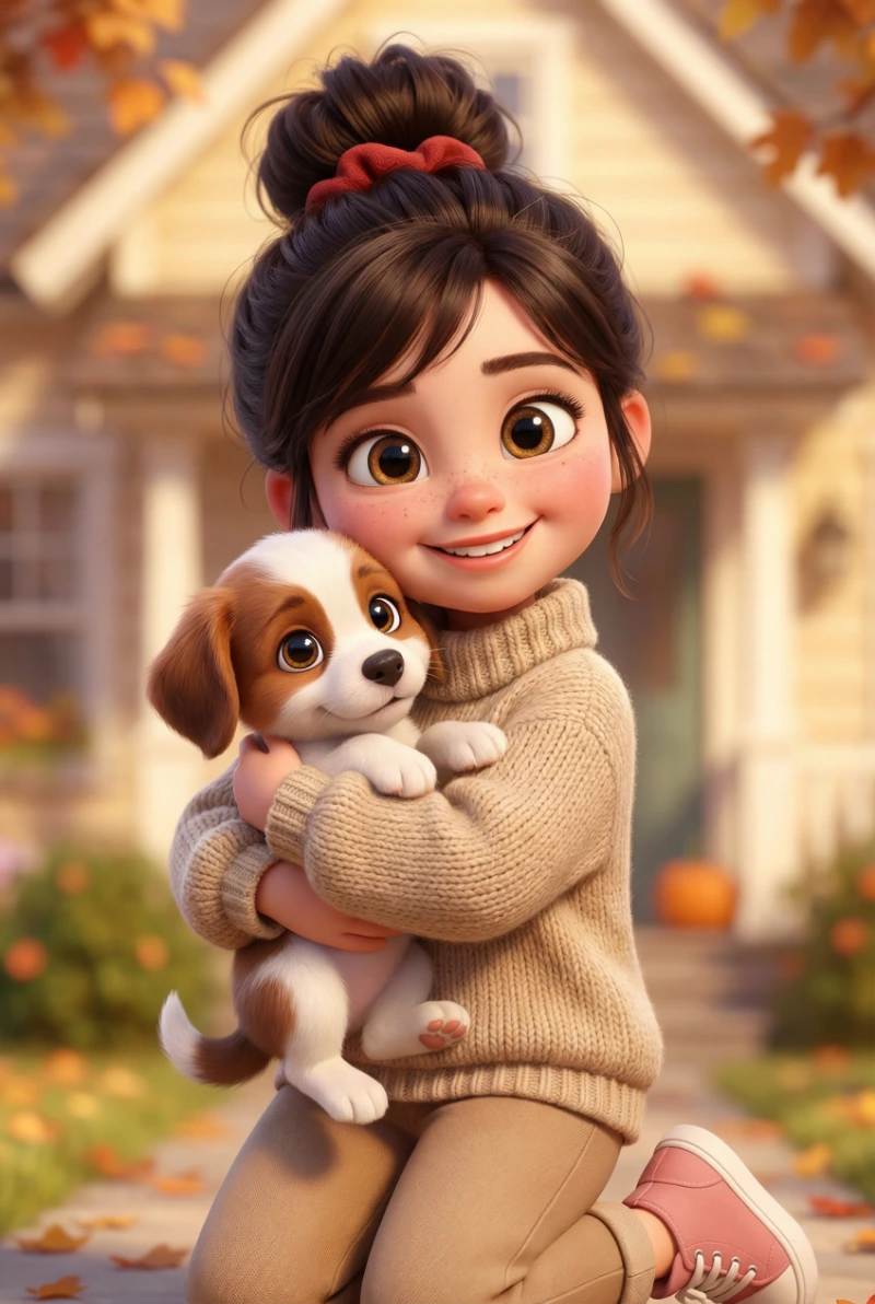 Nano Banana model generation of Whimsical 3D Girl Puppy