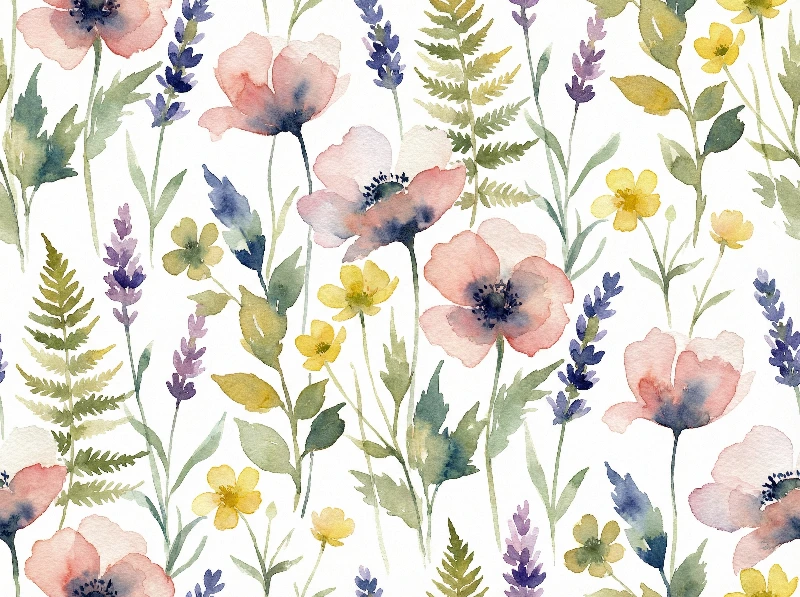 Watercolor Wildflower Repeat, created using a Nano Banana Prompt