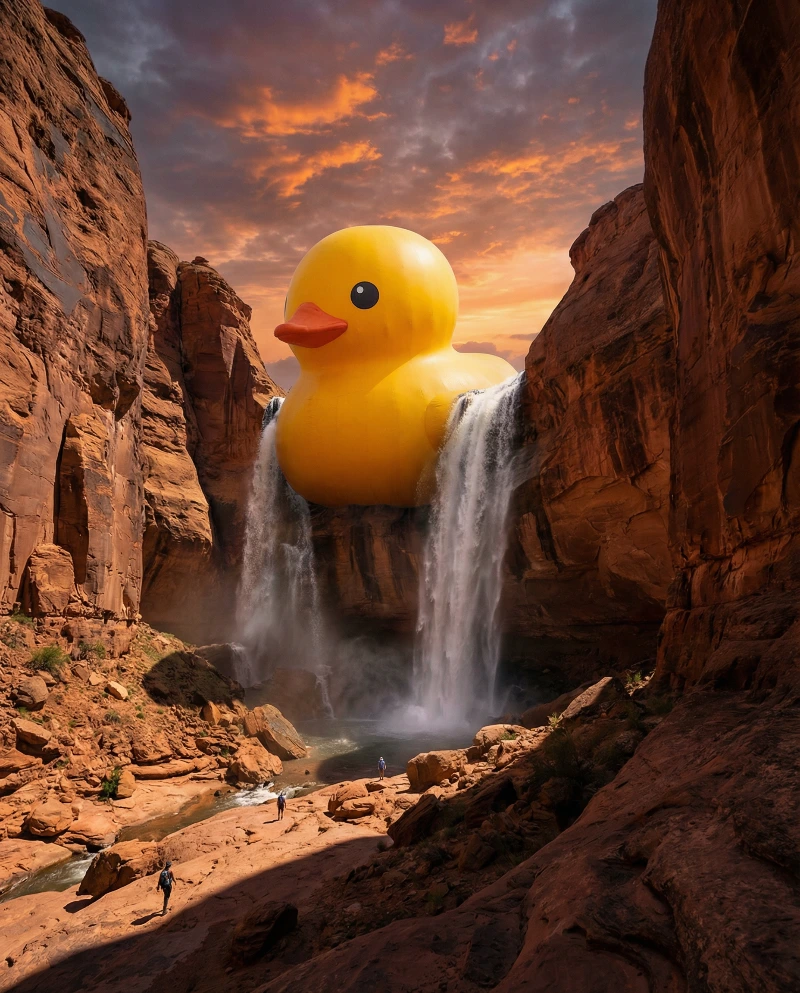 Giant Duck Canyon Drama, created using a Nano Banana Prompt