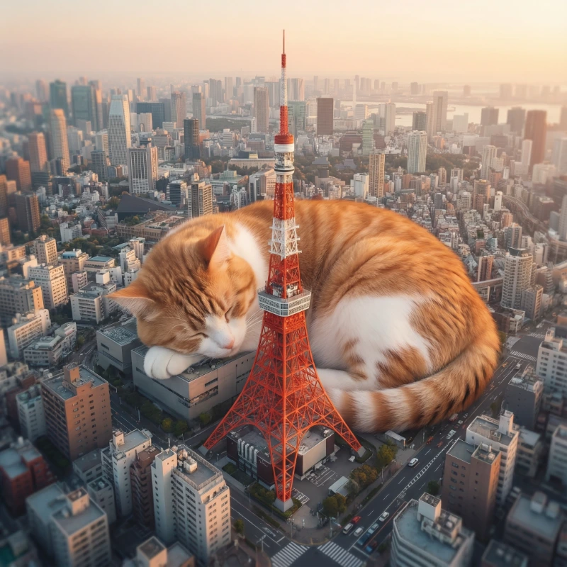 Giant Cat Tokyo Tower, created using a Nano Banana Prompt