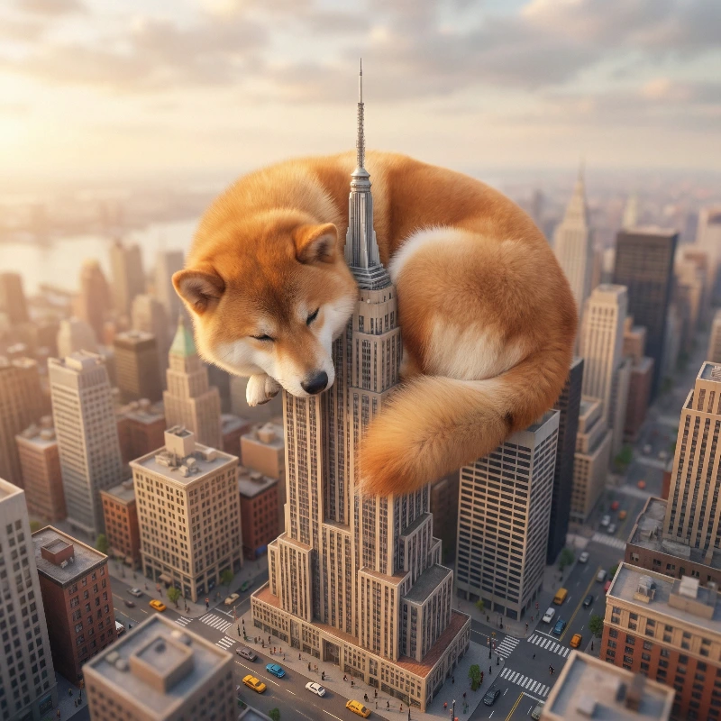 Giant Shiba in City Quiet, created using a Nano Banana Prompt