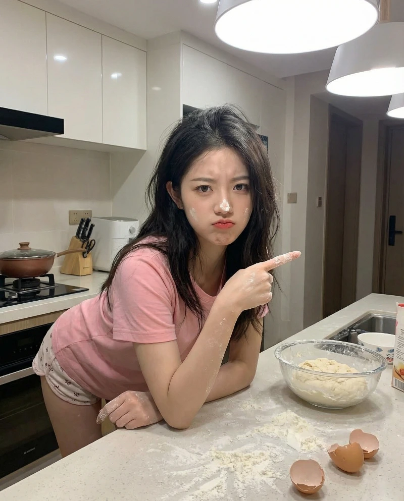 Playful Flour Kitchen Portrait